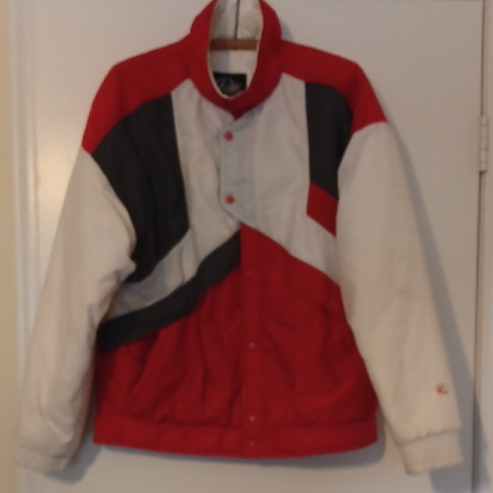 Men's Red and White Ski Jacket